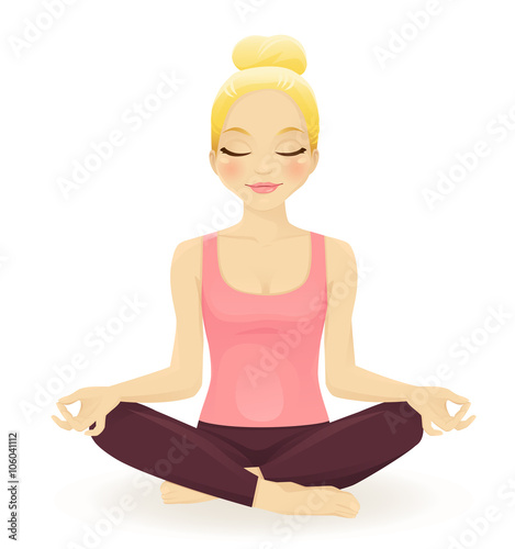 Young woman practicing yoga in lotus pose 