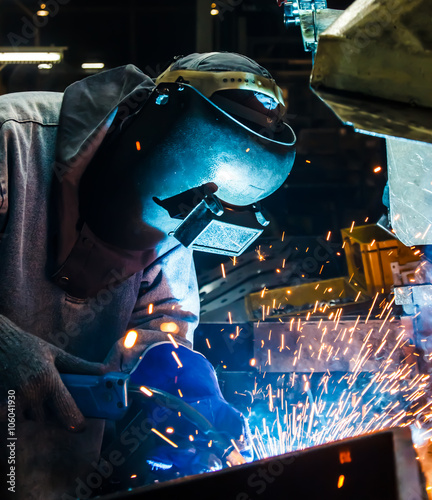 Welding work in car factory