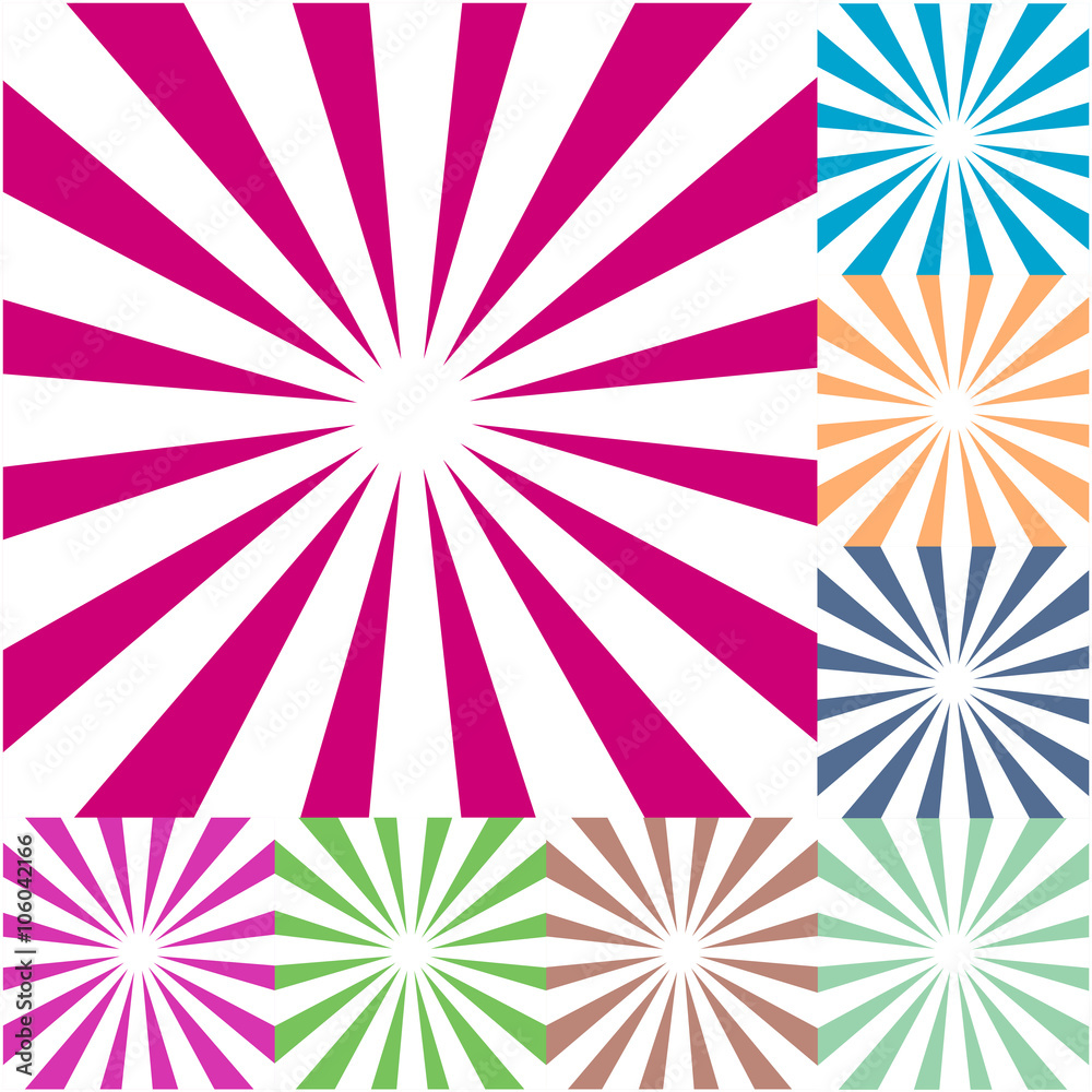Radiant background collection, retro style. Radiant background collection, retro style.