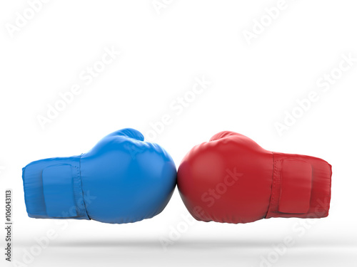 blue and red boxing gloves on white background © phonlamaiphoto