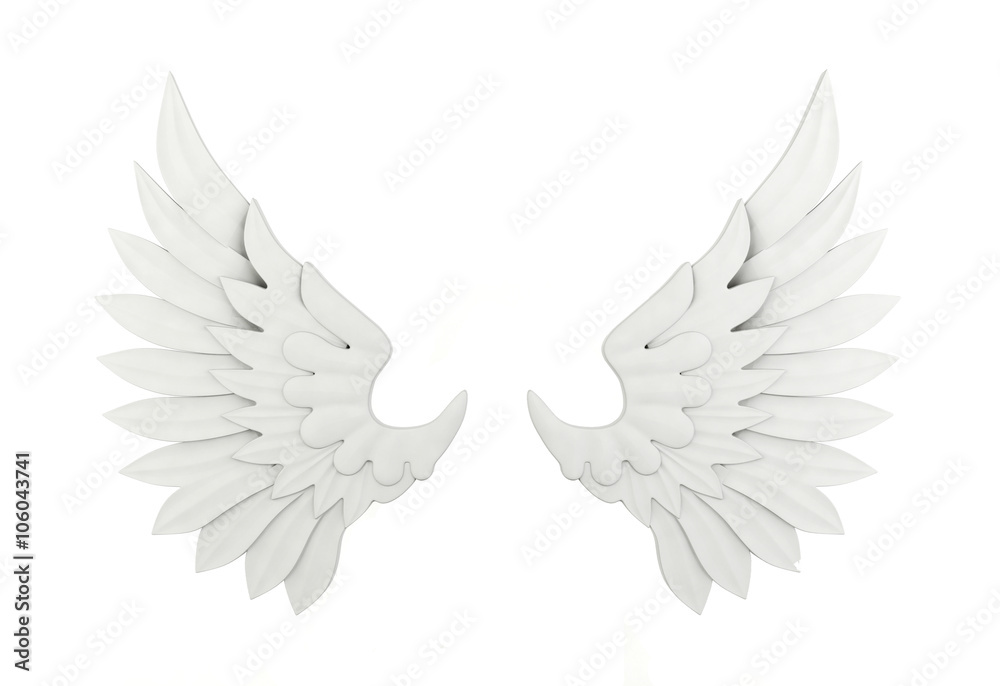 Obraz premium White wing isolated on white background, 3D rendering