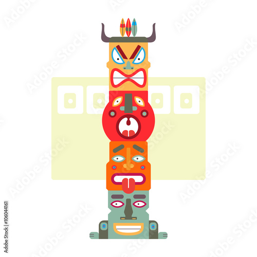 Four totems face illustration