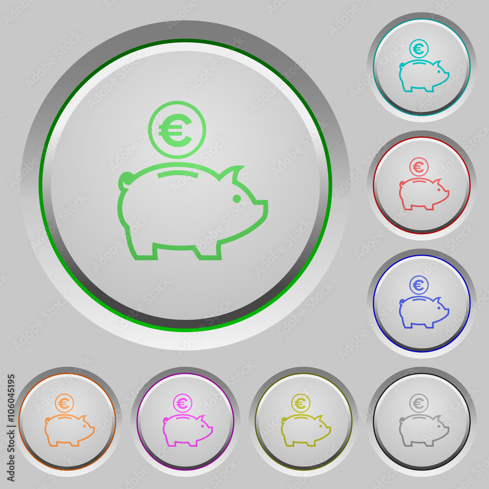 Euro piggy bank push buttons Euro piggy bank push buttons