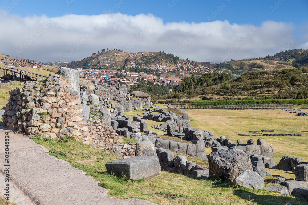 Saksaywaman, Saqsaywaman, Sasawaman, Saksawaman, Sacsahuayman, Sasaywaman or Saksaq Waman citadel fortress in Cusco,  Peru