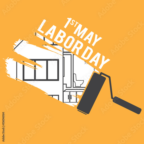 Illustration for Labour Day with paint roller.Vector