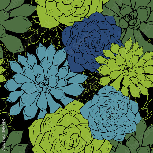 abstract vector seamless pattern with succelents