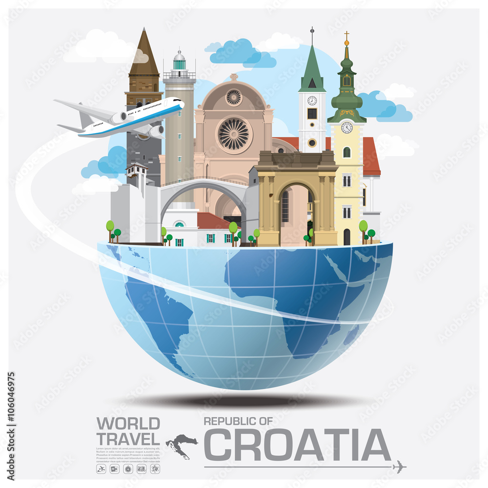 Obraz premium Republic Of Croatia Landmark Global Travel And Journey Infograph