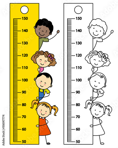 meter wall. tape measure with children