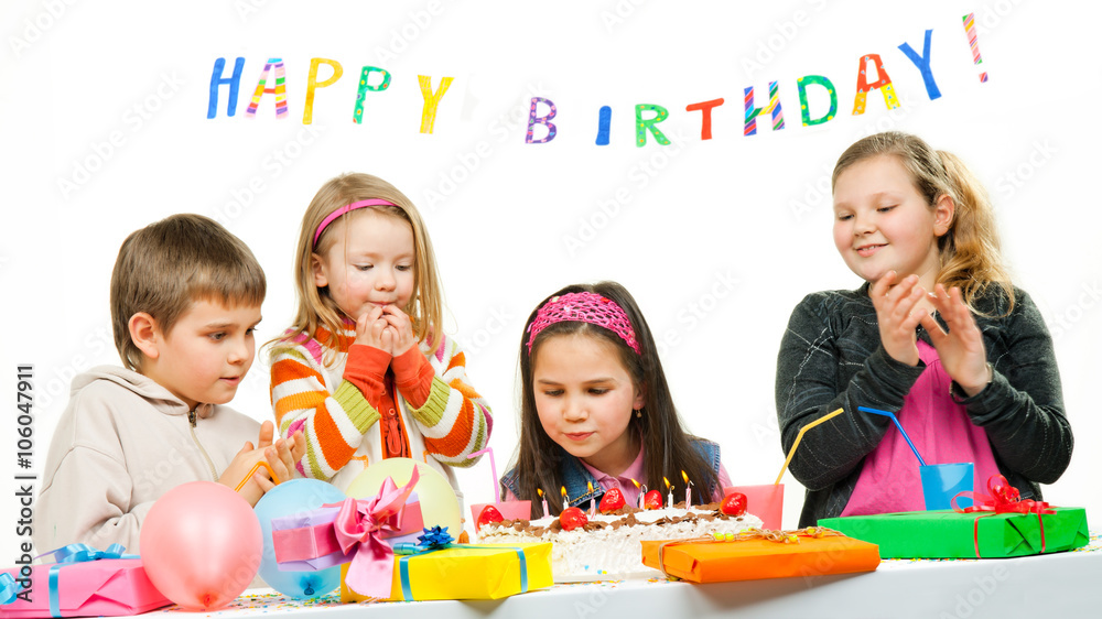 Fototapeta premium Group of children at birthday party