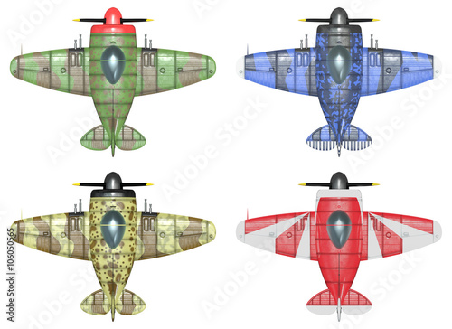 Valokuva Oldschool fighter aircraft. Cartoon style.