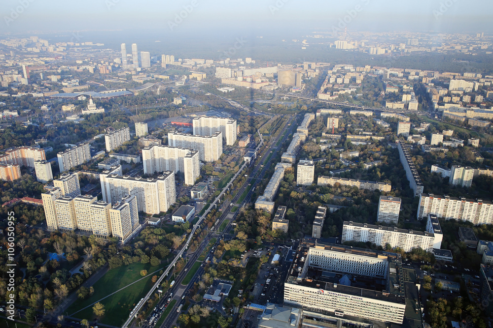Moscow from a height, the view from the Ostankino tower Moscow from a height, the view from the Ostankino tower