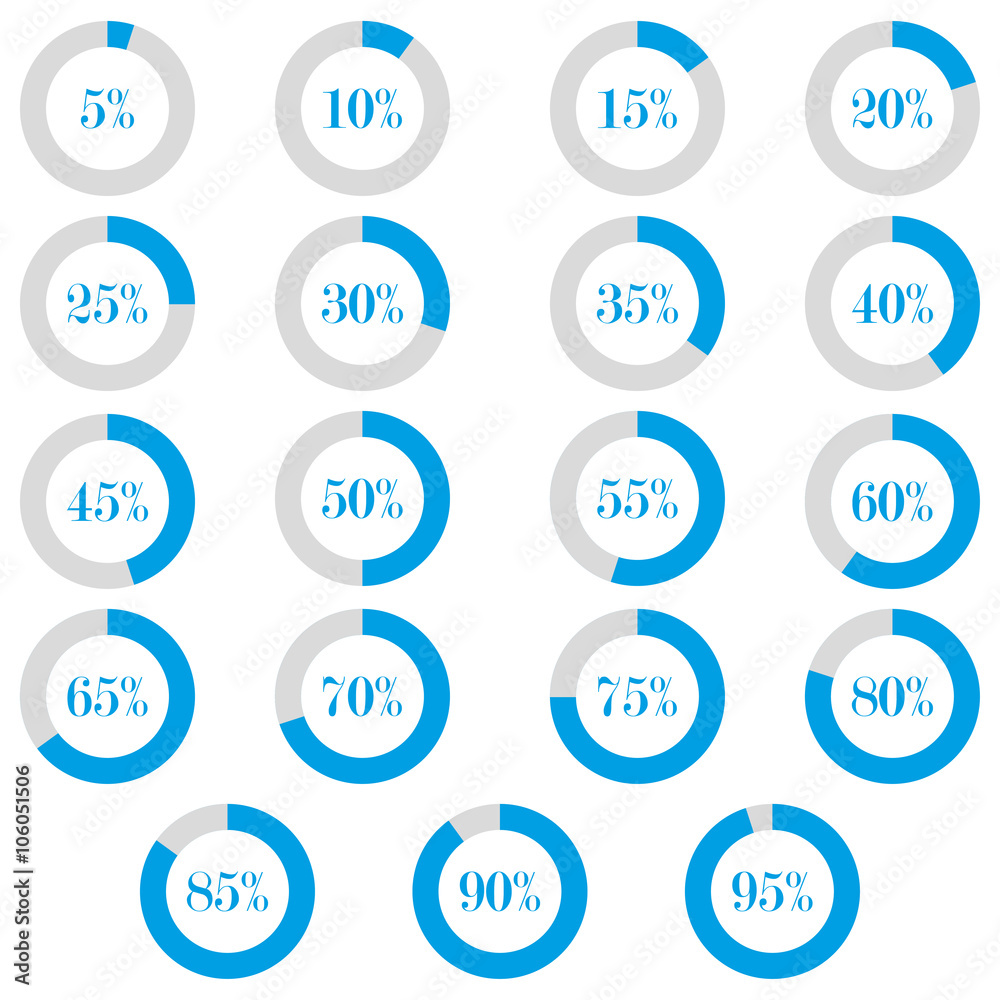 Set elements of infographics in pie charts. From 5% to 95% Stock Vector ...