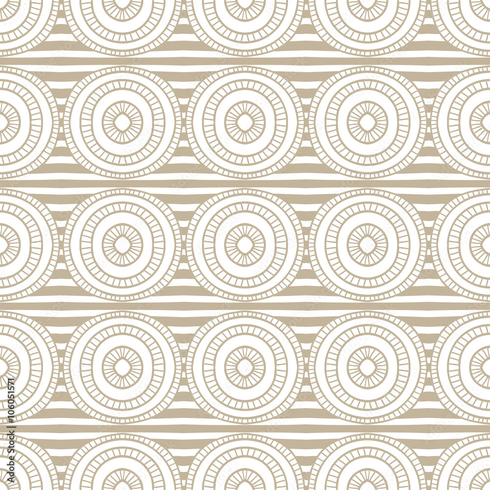 Abstract seamless hand drawn beige pattern.
