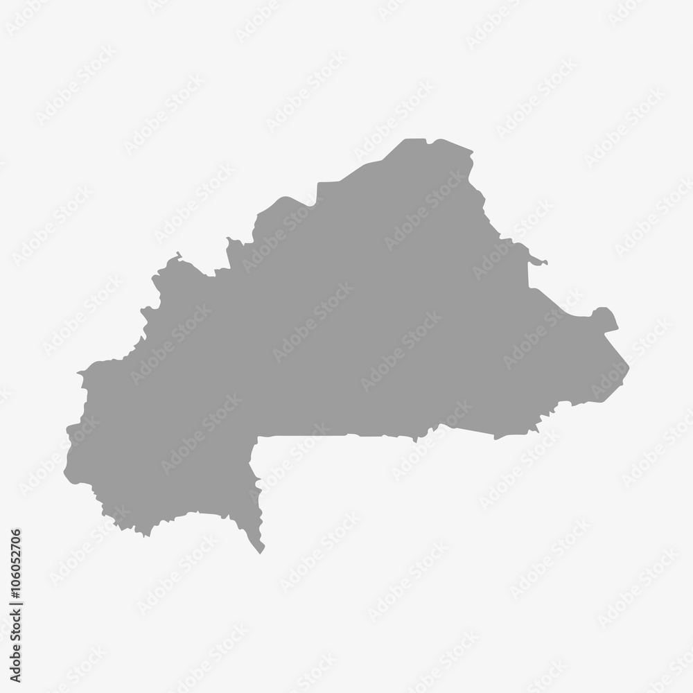 Burkina Faso map in gray on a white background