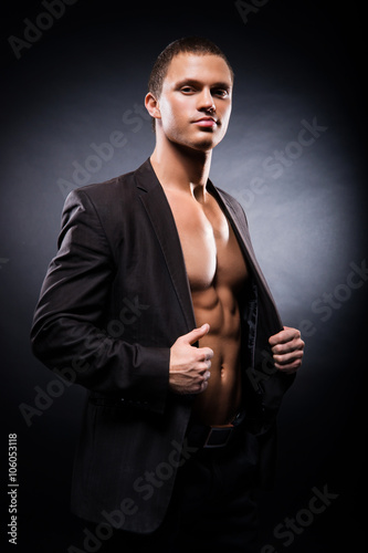 Strong, fit and sporty stripper man