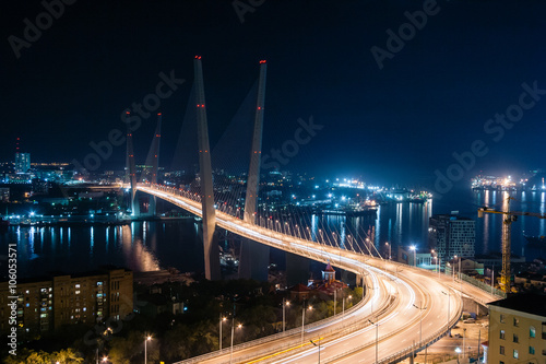 Golden Bridge in Vladivostok  Russia by night