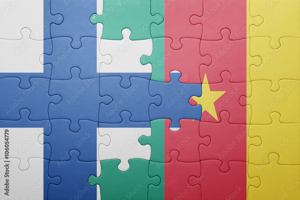 puzzle with the national flag of finland and cameroon puzzle with the national flag of finland and cameroon
