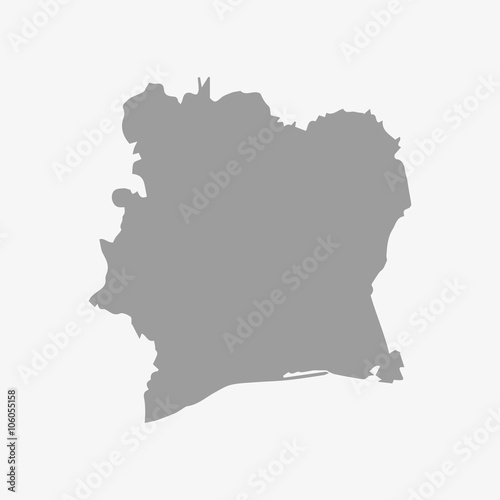 Ivory Coast map in gray on a white background