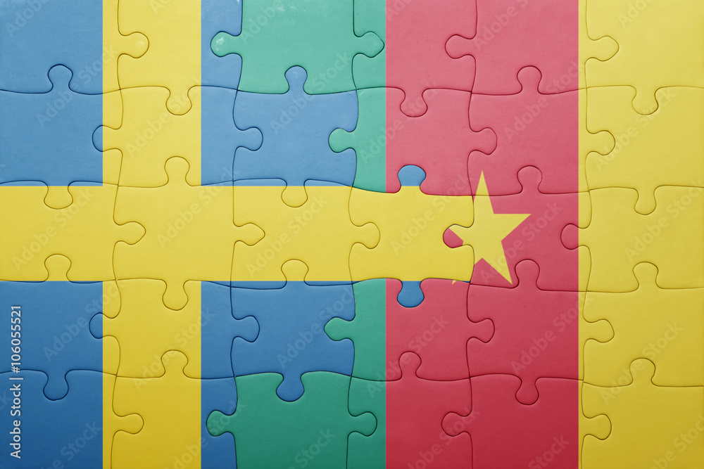 puzzle with the national flag of sweden and cameroon puzzle with the national flag of sweden and cameroon