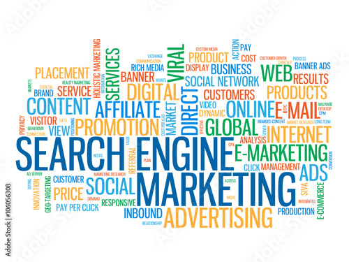 SEARCH ENGINE MARKETING Vector Tag Cloud