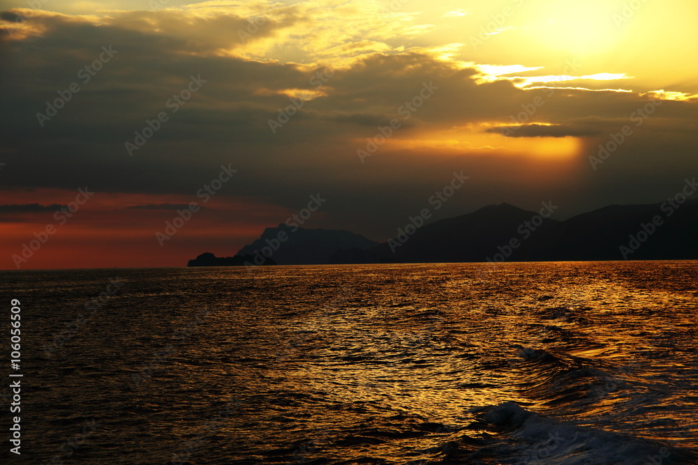 sunset on the sea