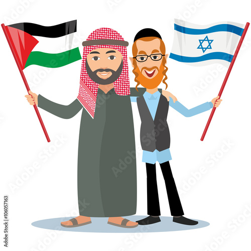 Jew with arab with flags