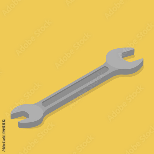 Vector wrench isometric. Isolated wrench isometric icon. Spanner isometric. Spanner icon.