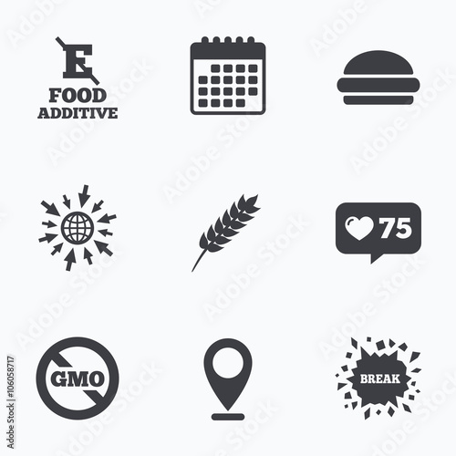 Food additive icon. Hamburger fast food sign.