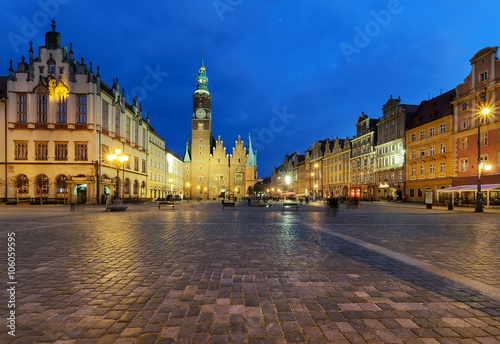 The market square in the evening time. Wroclaw