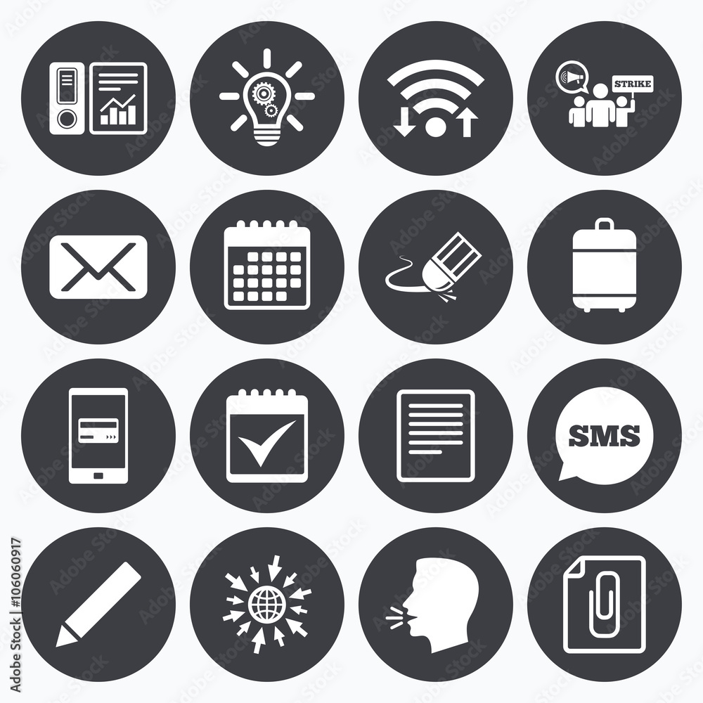 Office, documents and business icons. Office, documents and business icons.