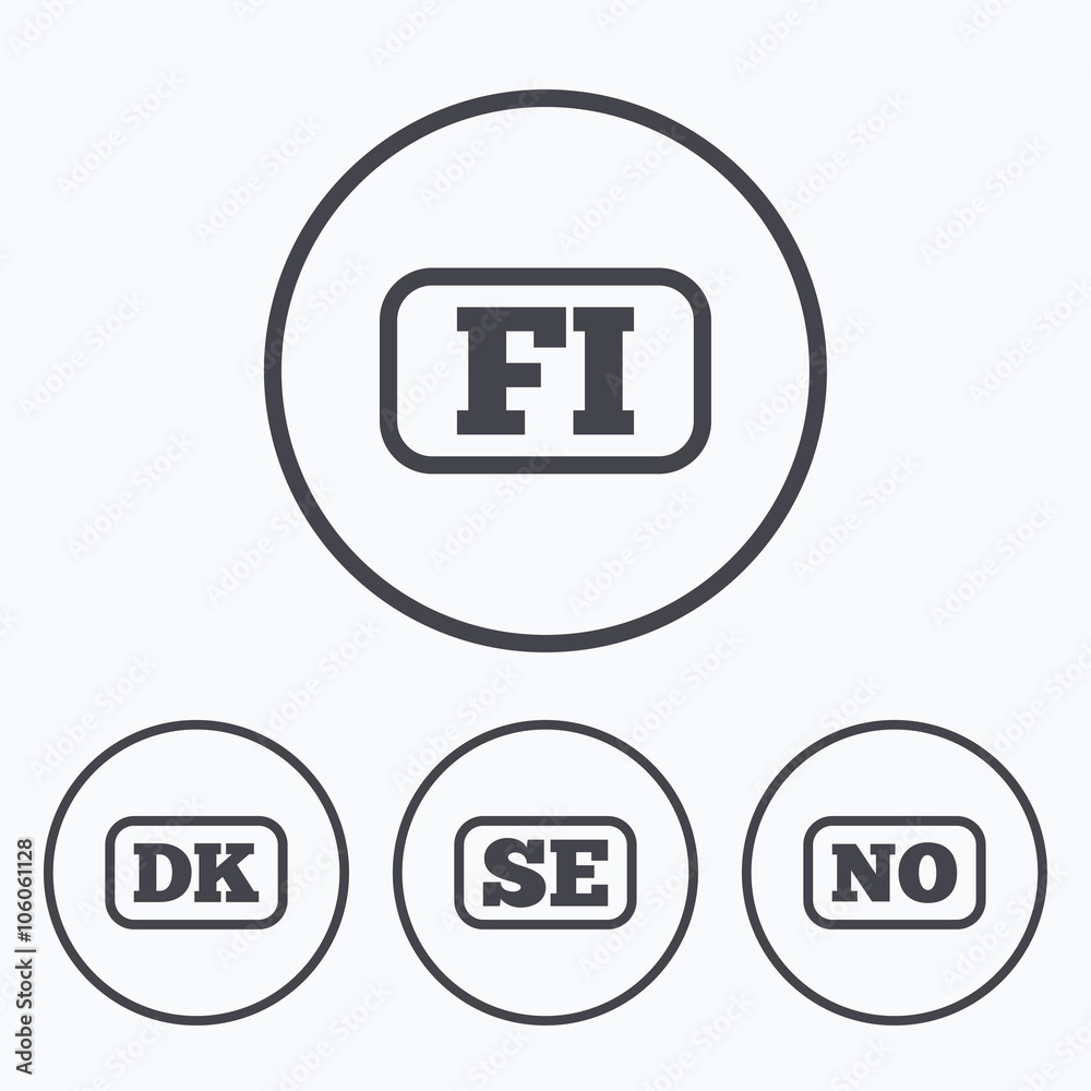 Language icons. FI, DK, SE and NO translation. Language icons. FI, DK, SE and NO translation.