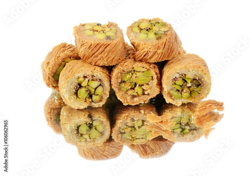 Arabic sweets on white photo