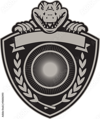 Gator Head Coat of Arms Retro