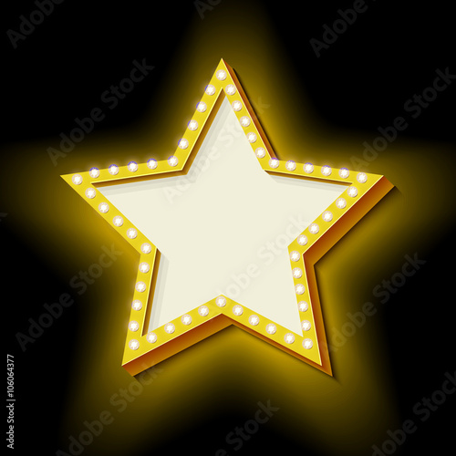 Vintage retro star with lights