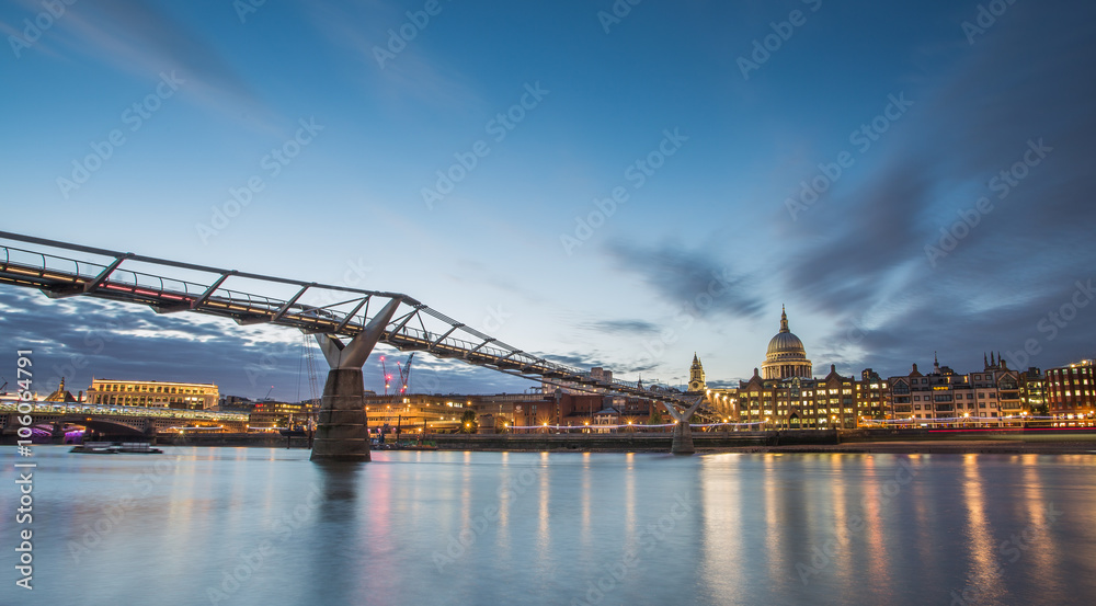 Millennium Bridge and St Pauls Cathedral London