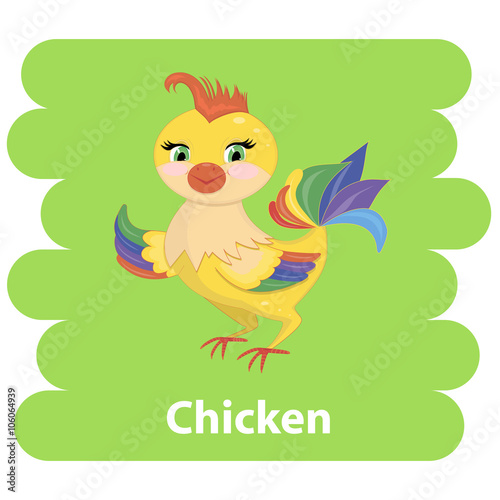 Abstract cartoon chicken.Cartoon chicken vector bird flat style.Chicken bird isolated .Chicken farm bird.Vector Cute Chicken character farm animal bird.Chicken farm bird vector illustration photo