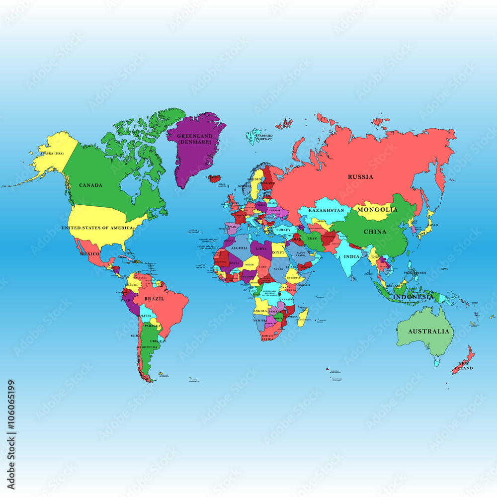 Мировая карта с границами государств