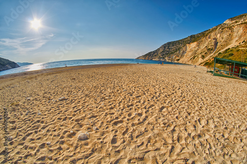 Sunset Myrtos Beach in Kefalonia, Greece