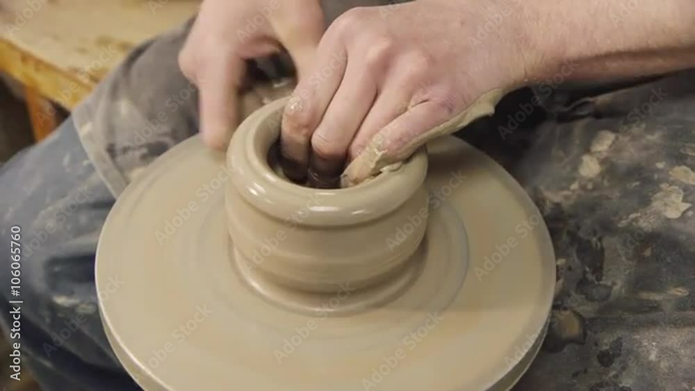 Master potter makes pottery, handmade Master potter makes pottery, handmade
