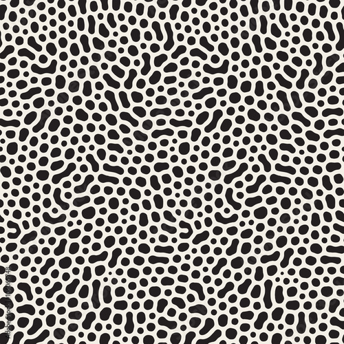 Vector Seamless Black and White Organic Rounded Jumble Circles Texture