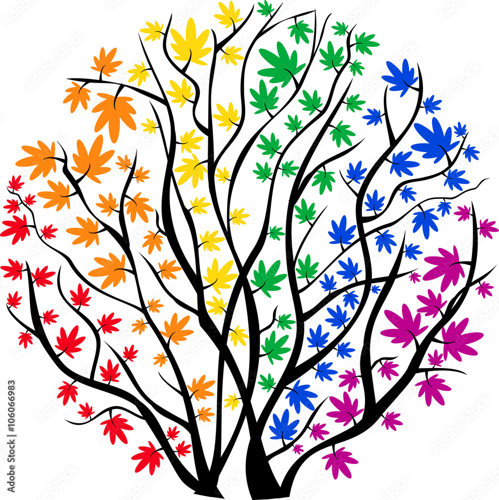 vector image rainbow tree in the shape of a circle