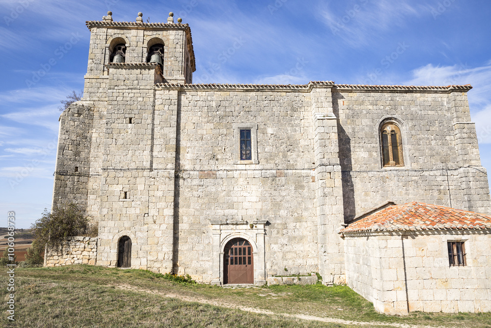 San Pedro de Antioquía church in Modubar de San Cibrian, Burgos, Spain