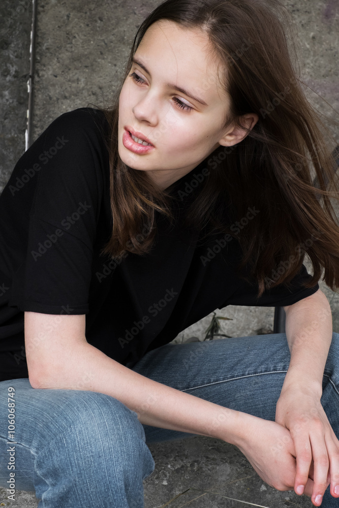 portrait of a beautiful young girl on nature portrait of a beautiful young girl on nature