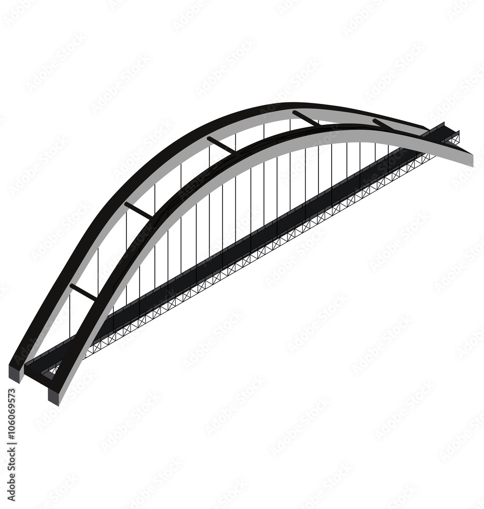 Obraz premium Isometric arch bridge, vector
