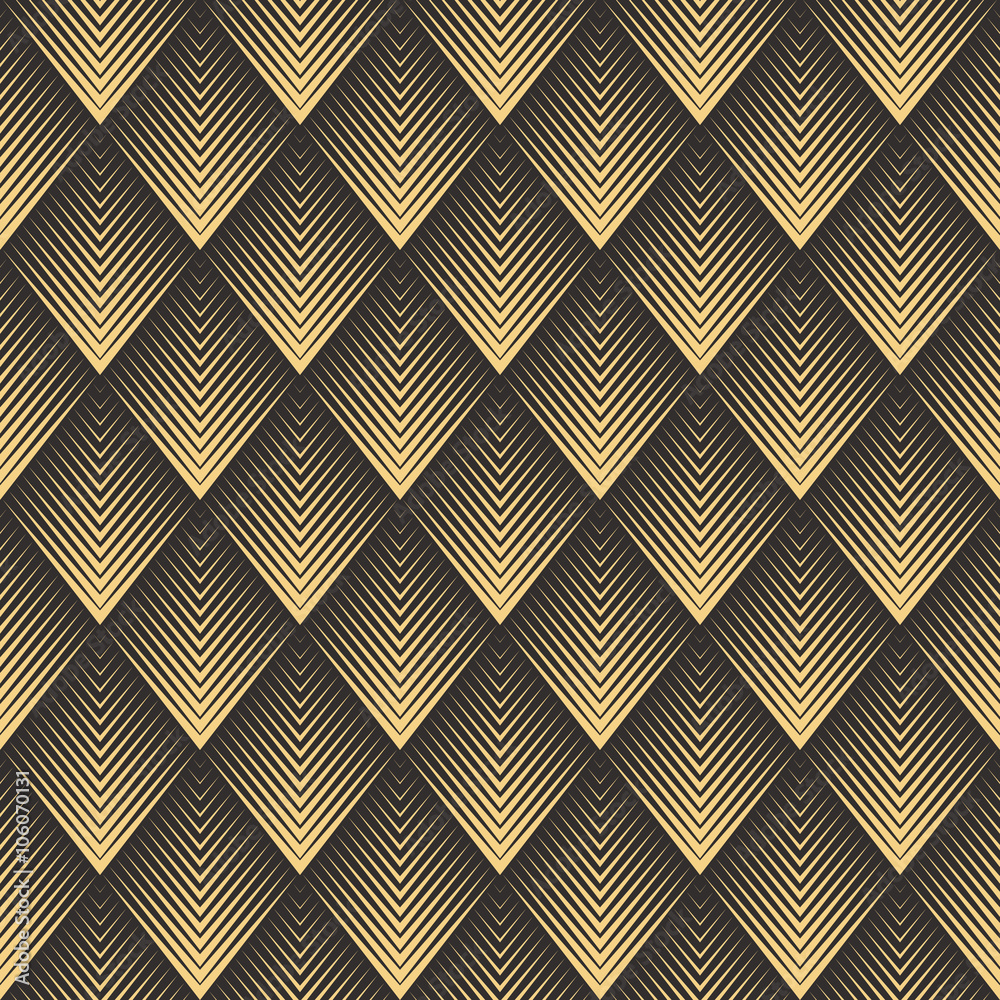 Φωτογραφία Seamless antique palette black and gold op art rhombic chevron blend pattern vec