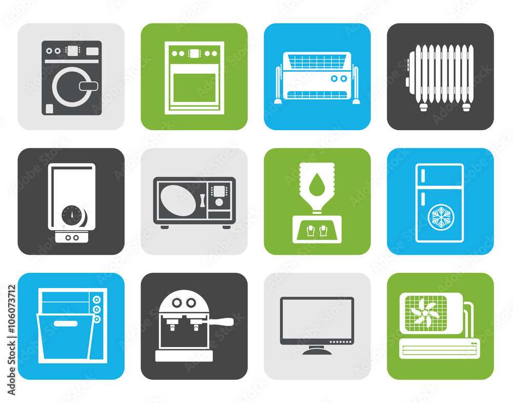 Flat Home electronics and equipment icons - vector icon set Flat Home electronics and equipment icons - vector icon set