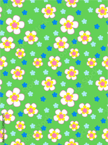 colorful flowers cartoon seamless vector pattern