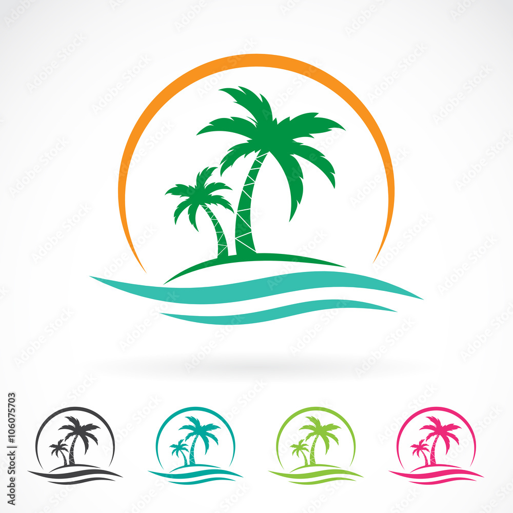 Vector image of an summer logo design on white background