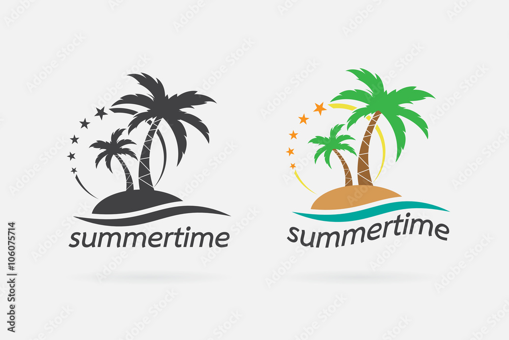 Vector image of an summer time design on white background