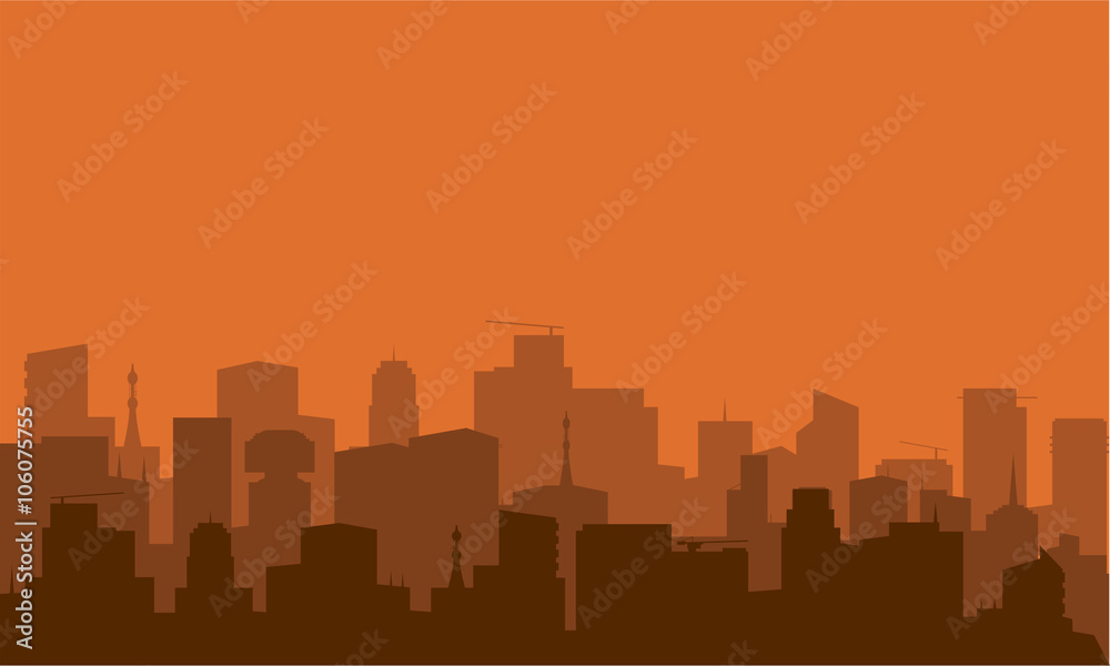 silhouette of city with brown color
